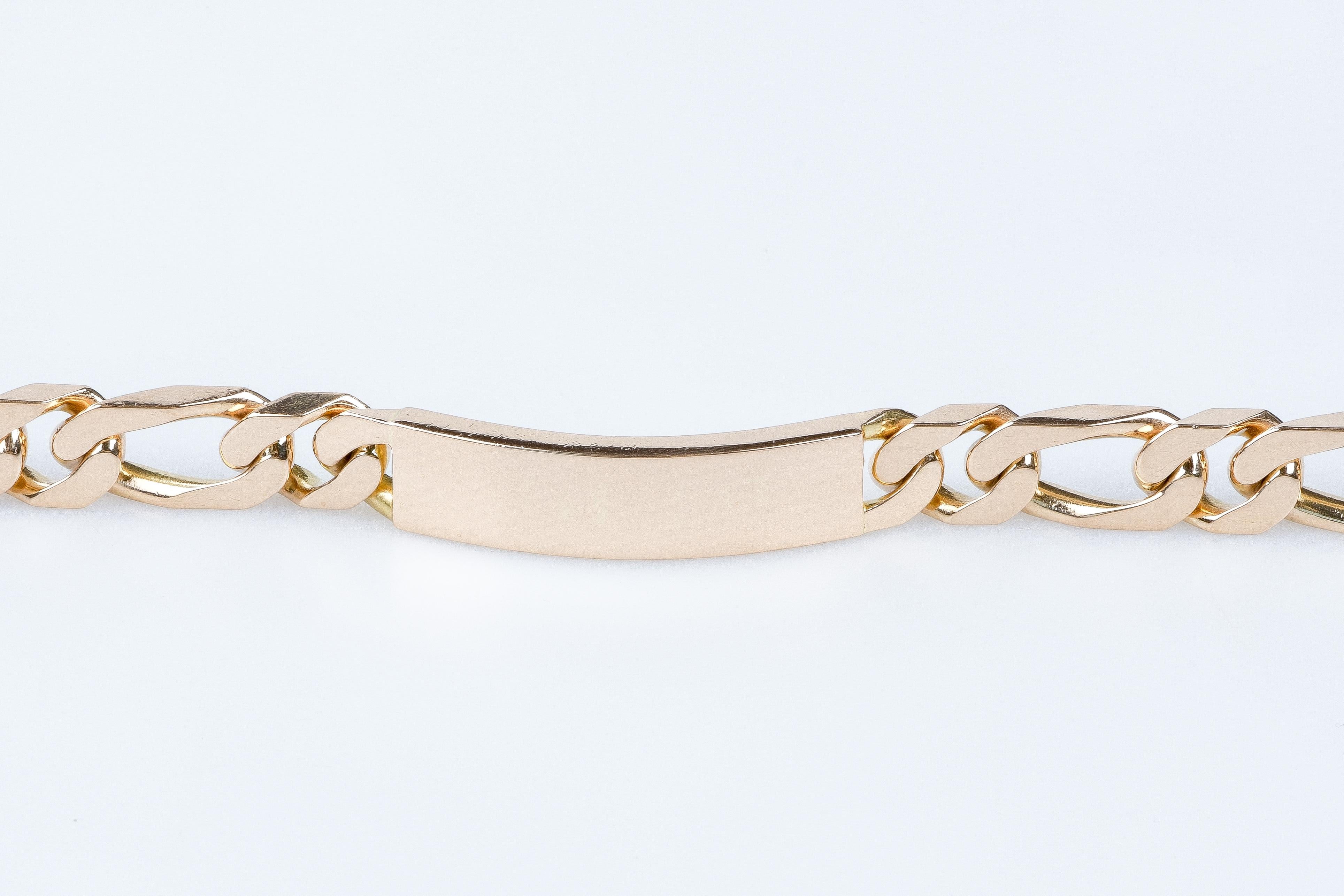 18 carat yellow gold alternating mesh identity bracelet  For Sale 4