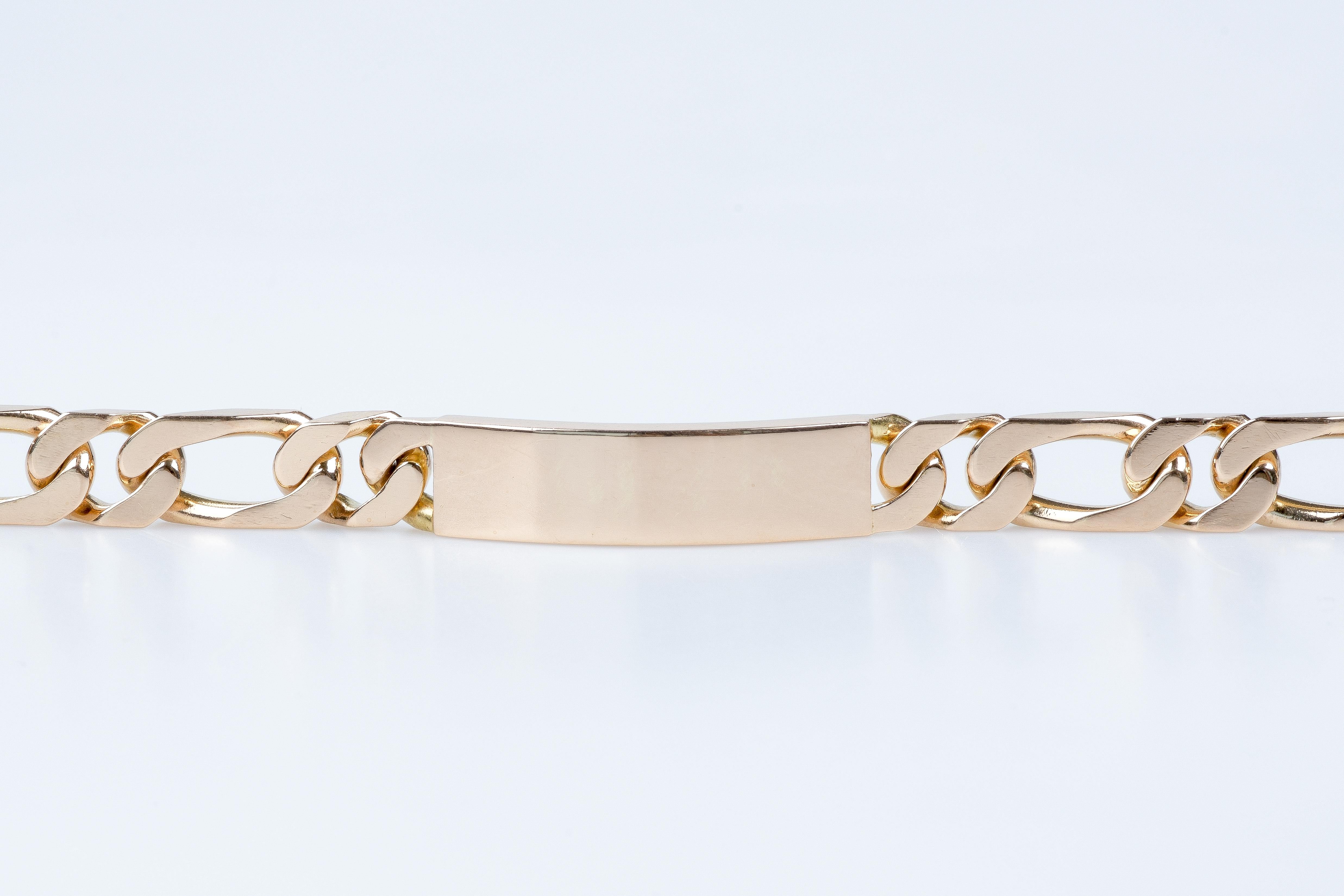 18 carat yellow gold alternating mesh identity bracelet  For Sale 6