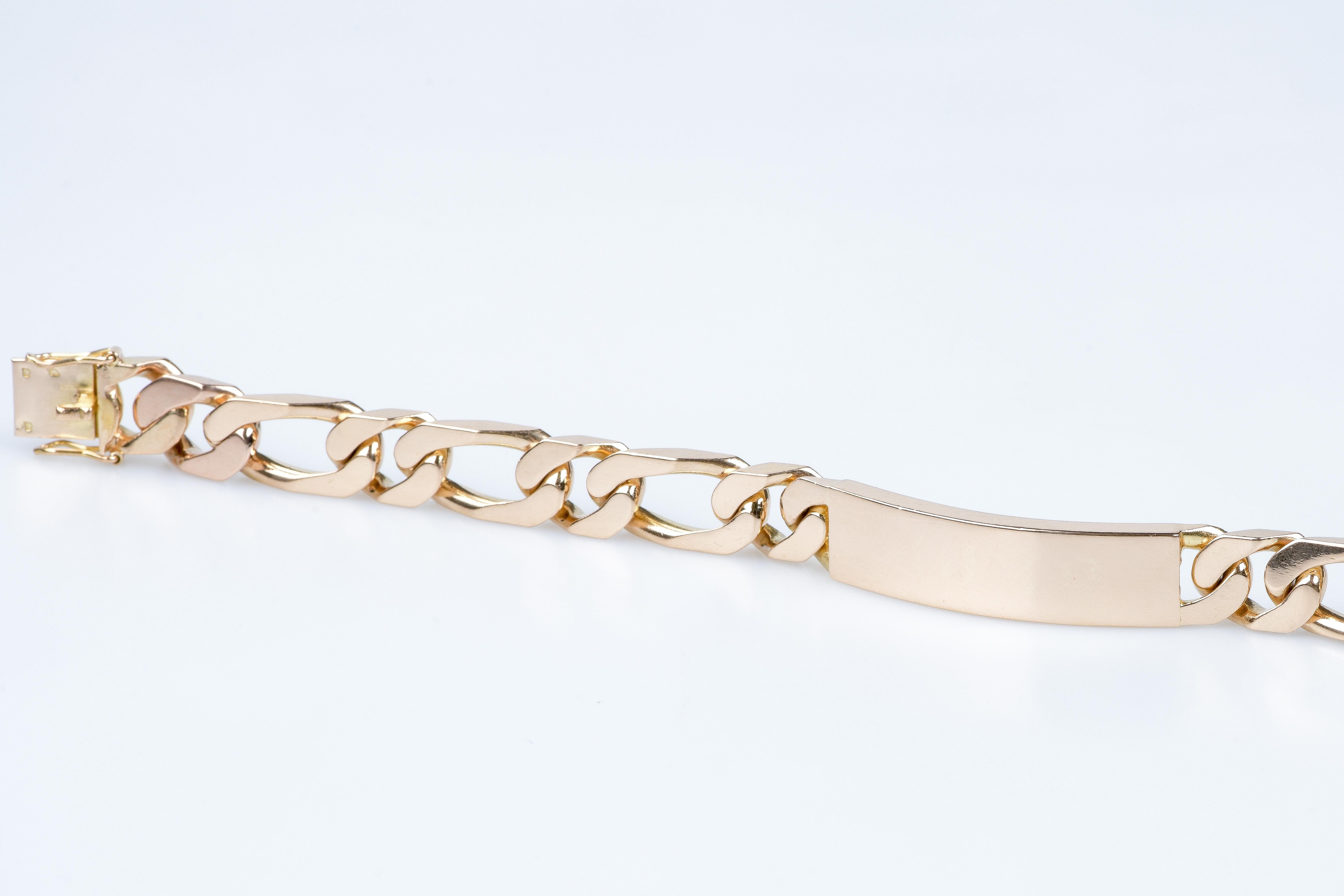 18 carat yellow gold alternating mesh identity bracelet  For Sale 8