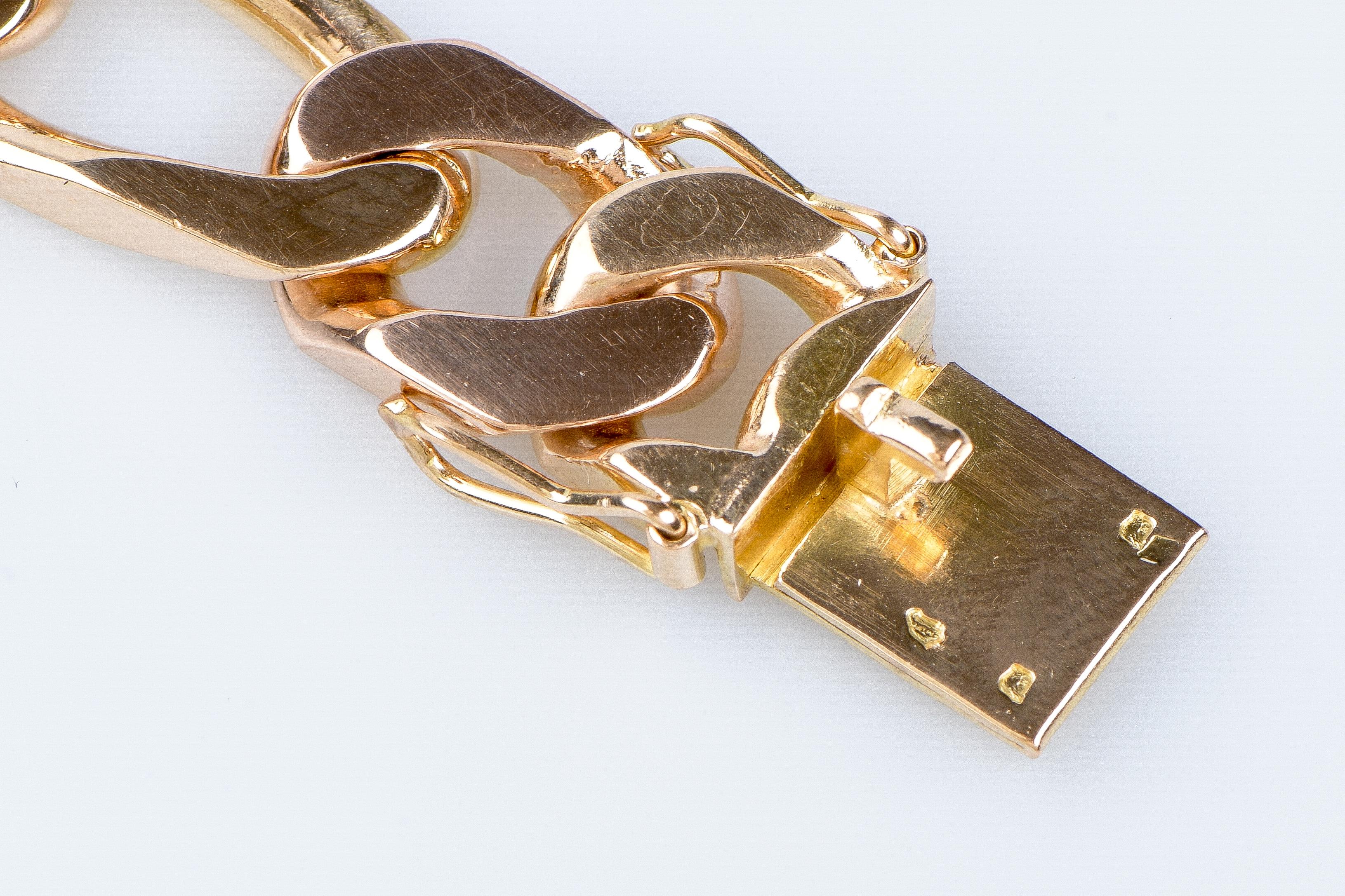 18 carat yellow gold alternating mesh identity bracelet  For Sale 12