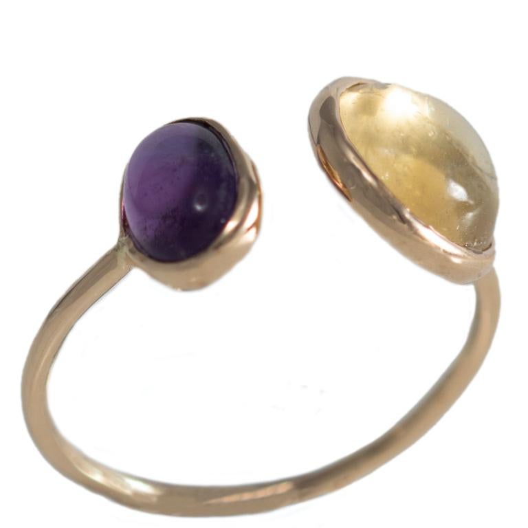 18 Carat Yellow Gold Amethyst and Citrine Ring In New Condition In London, GB