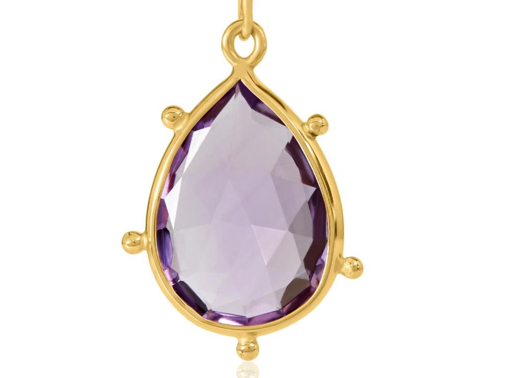 Belle Époque 18 Carat Yellow Gold Amethyst Earrings For Sale