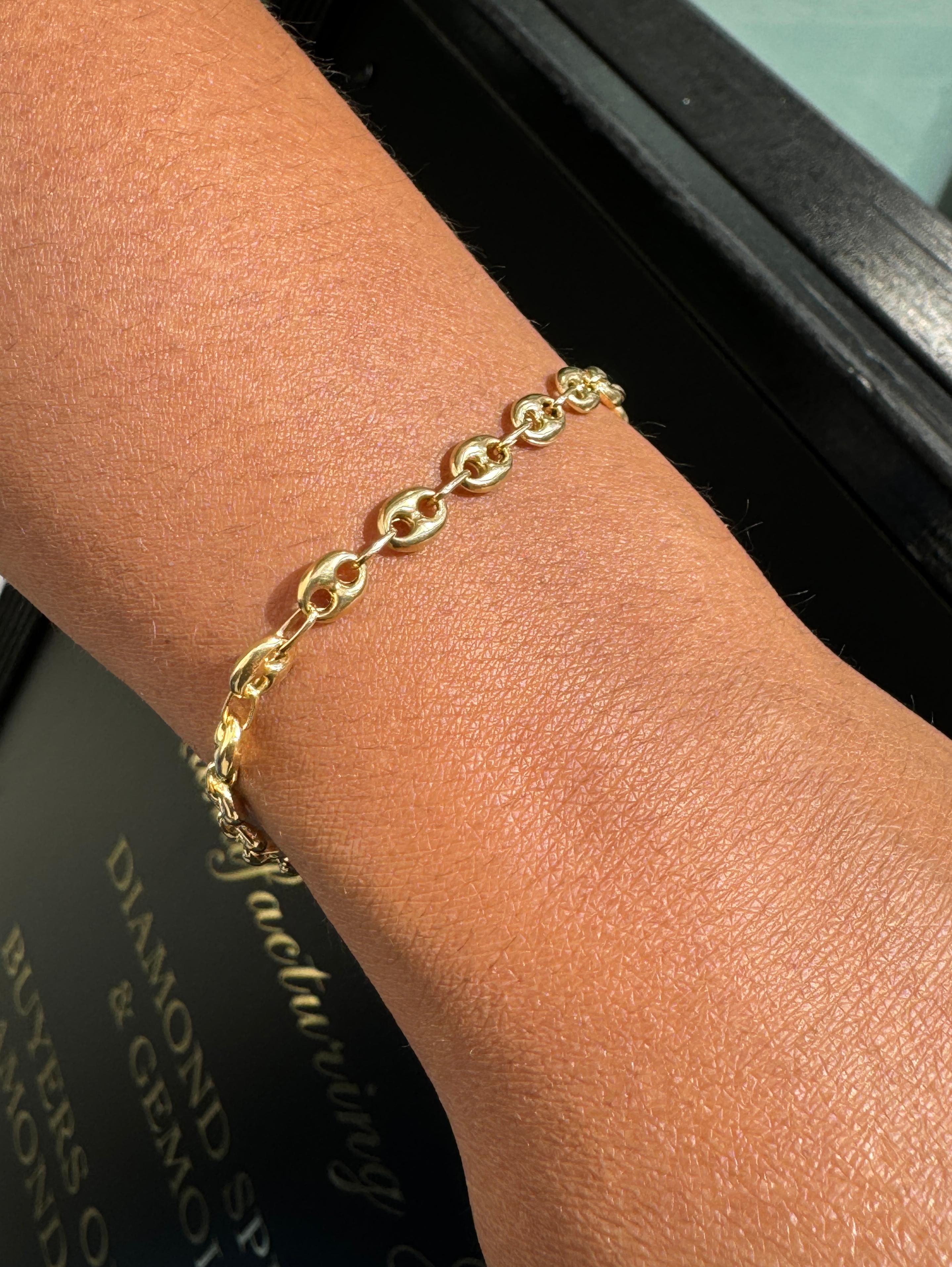 18 Carat Yellow Gold Anchor Mariner Link Chain Bracelet 2