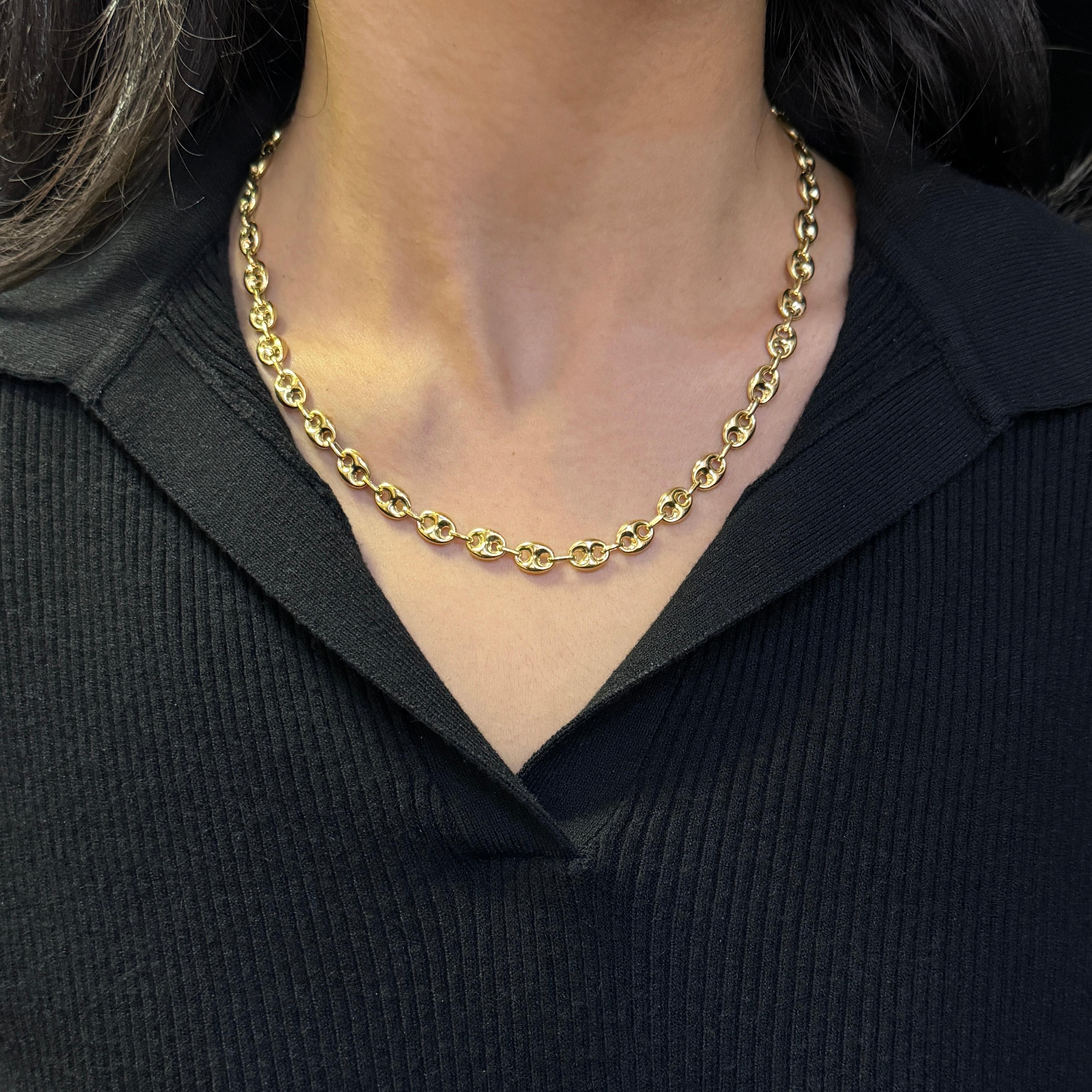 18 Karat Gelbgold Anker Mariner Gliederkette Halskette (Moderne) im Angebot