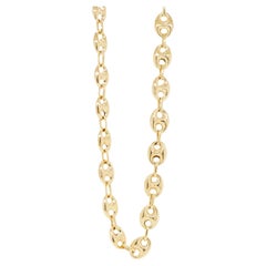 18 Carat Yellow Gold Anchor Mariner Link Chain Necklace