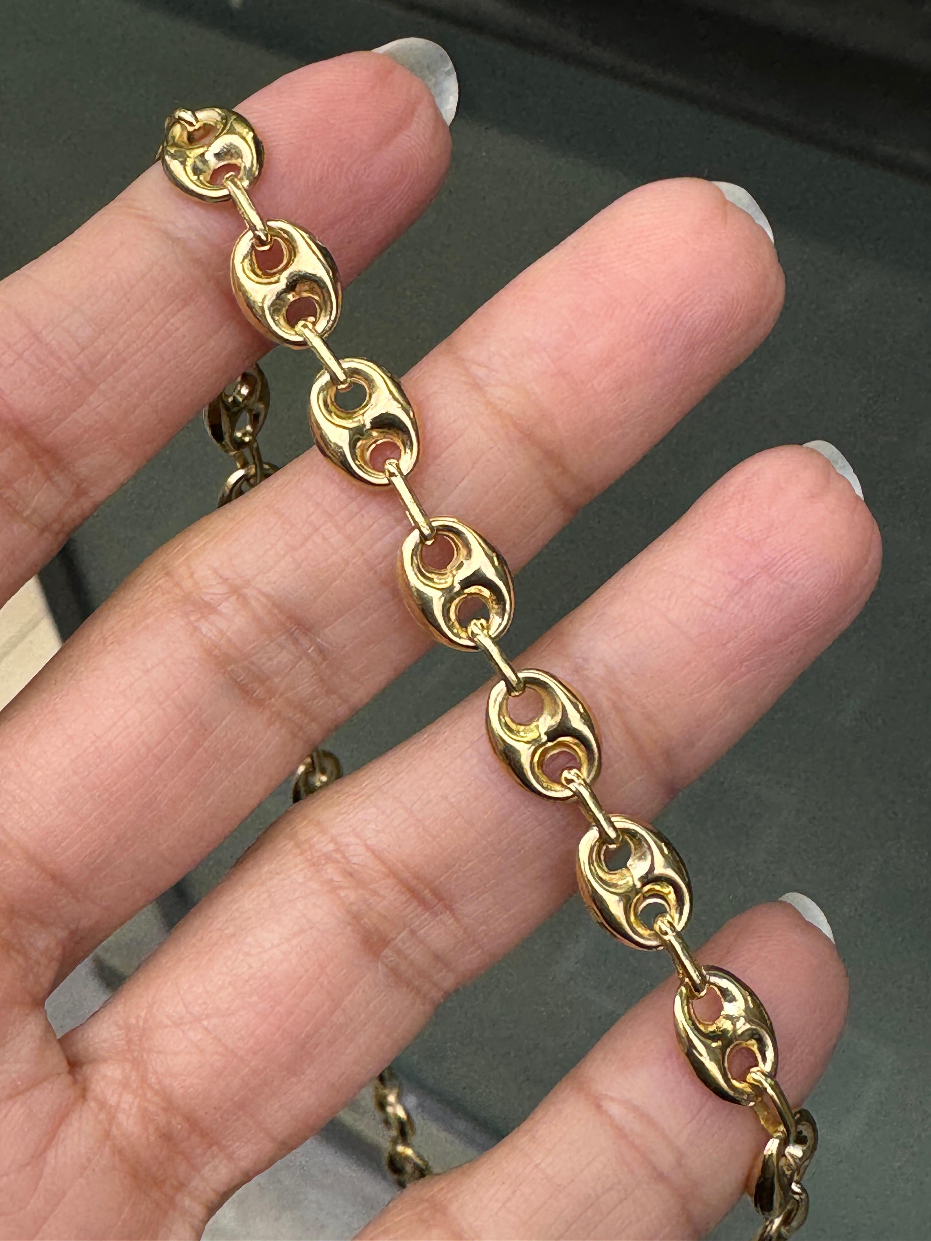 18 Karat Gelbgold Anker Mariner Gliederkette Halskette für Damen oder Herren im Angebot