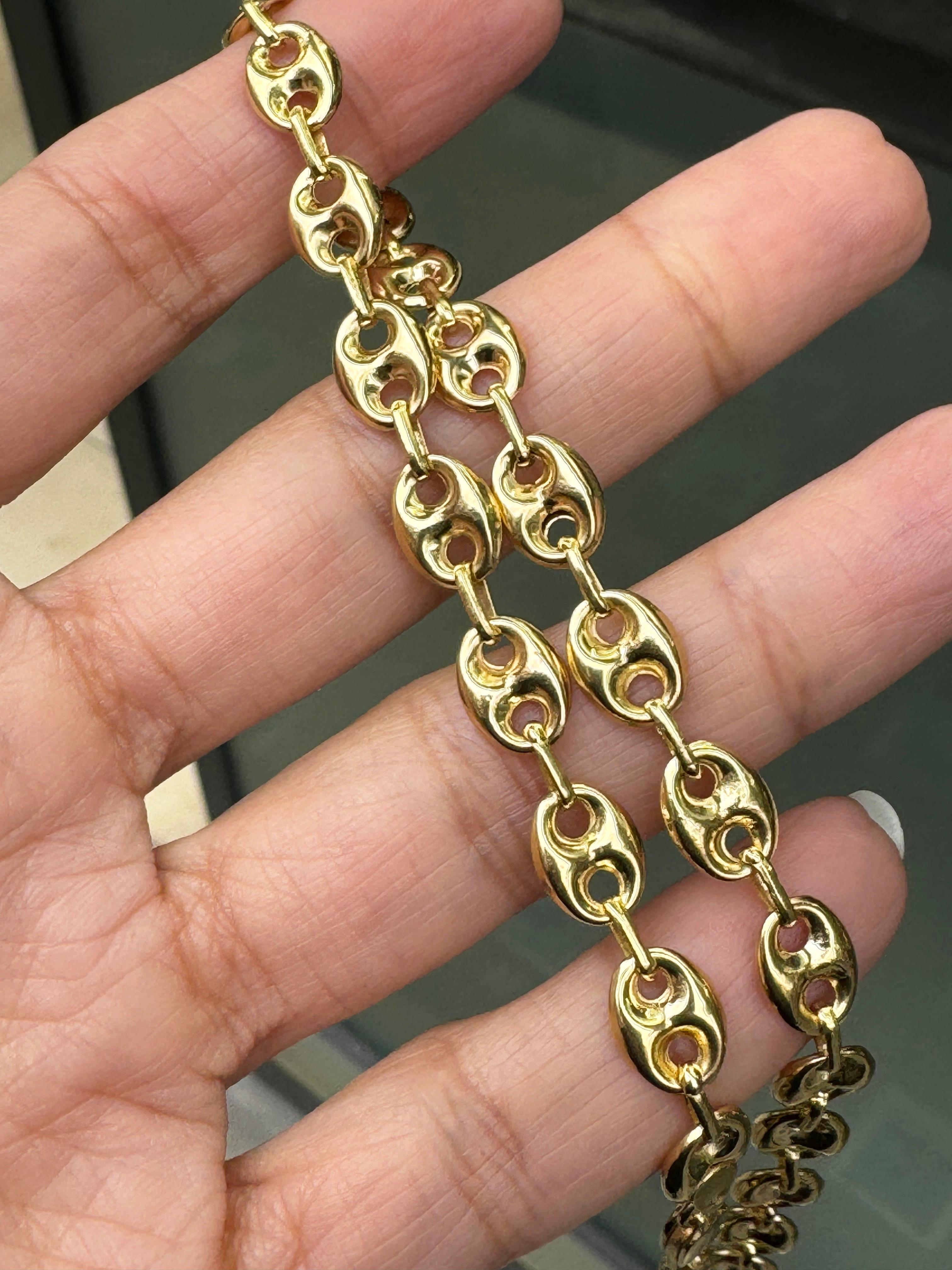 18 Karat Gelbgold Anker Mariner Gliederkette Halskette im Angebot 2