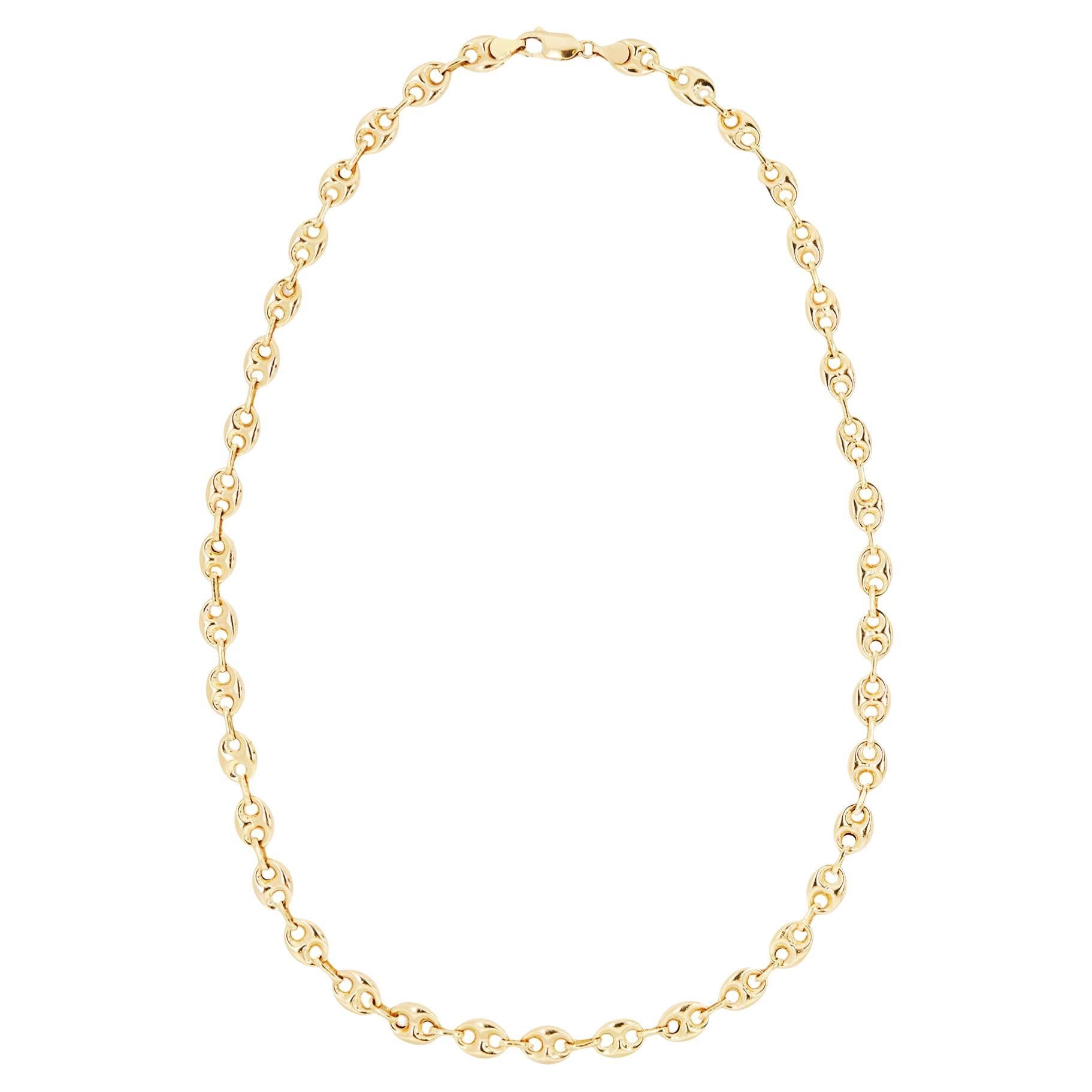 18 Carat Yellow Gold Anchor Mariner Link Chain Necklace