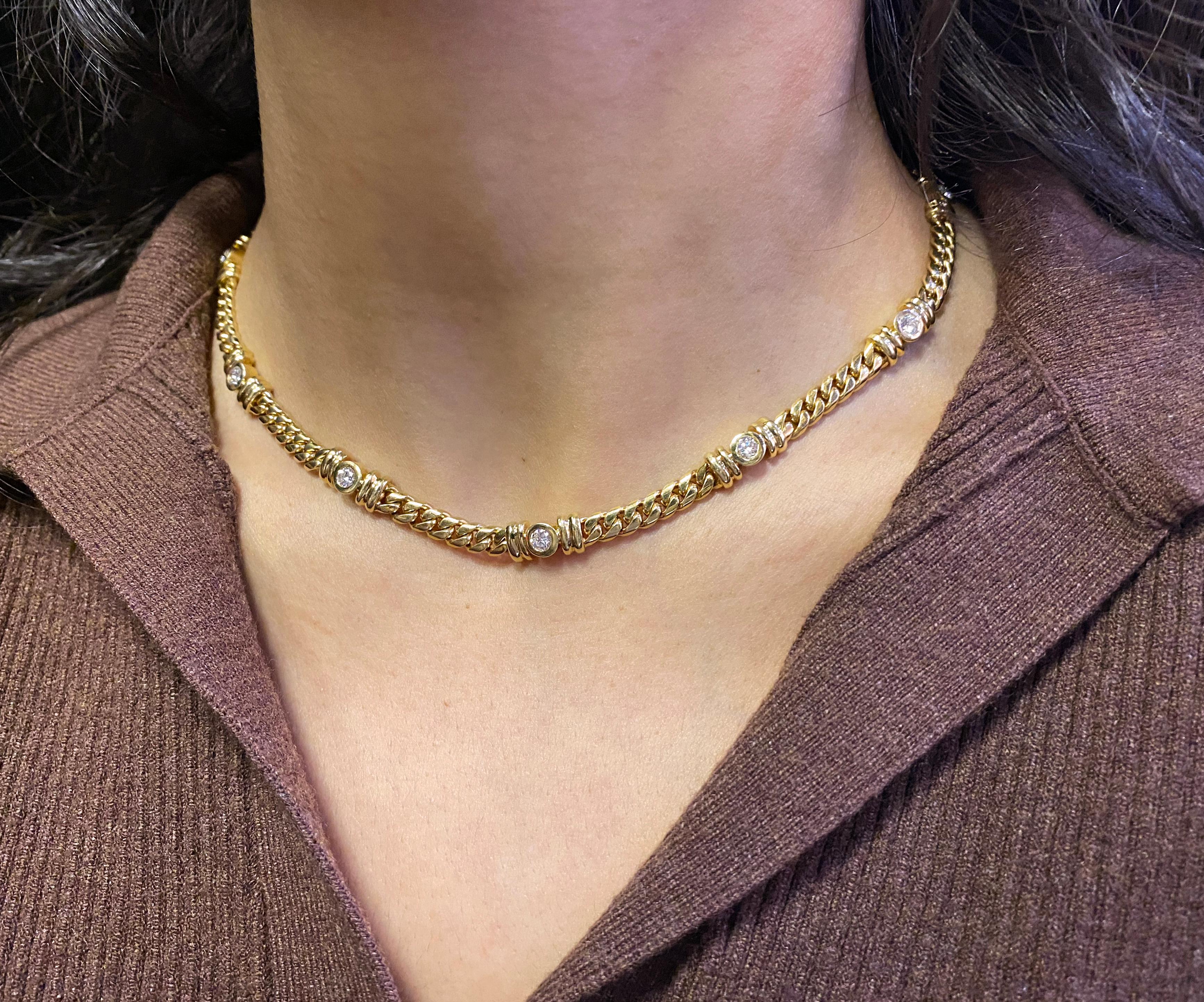 Modern 18 Carat Yellow Gold and Diamond Asprey Necklace For Sale