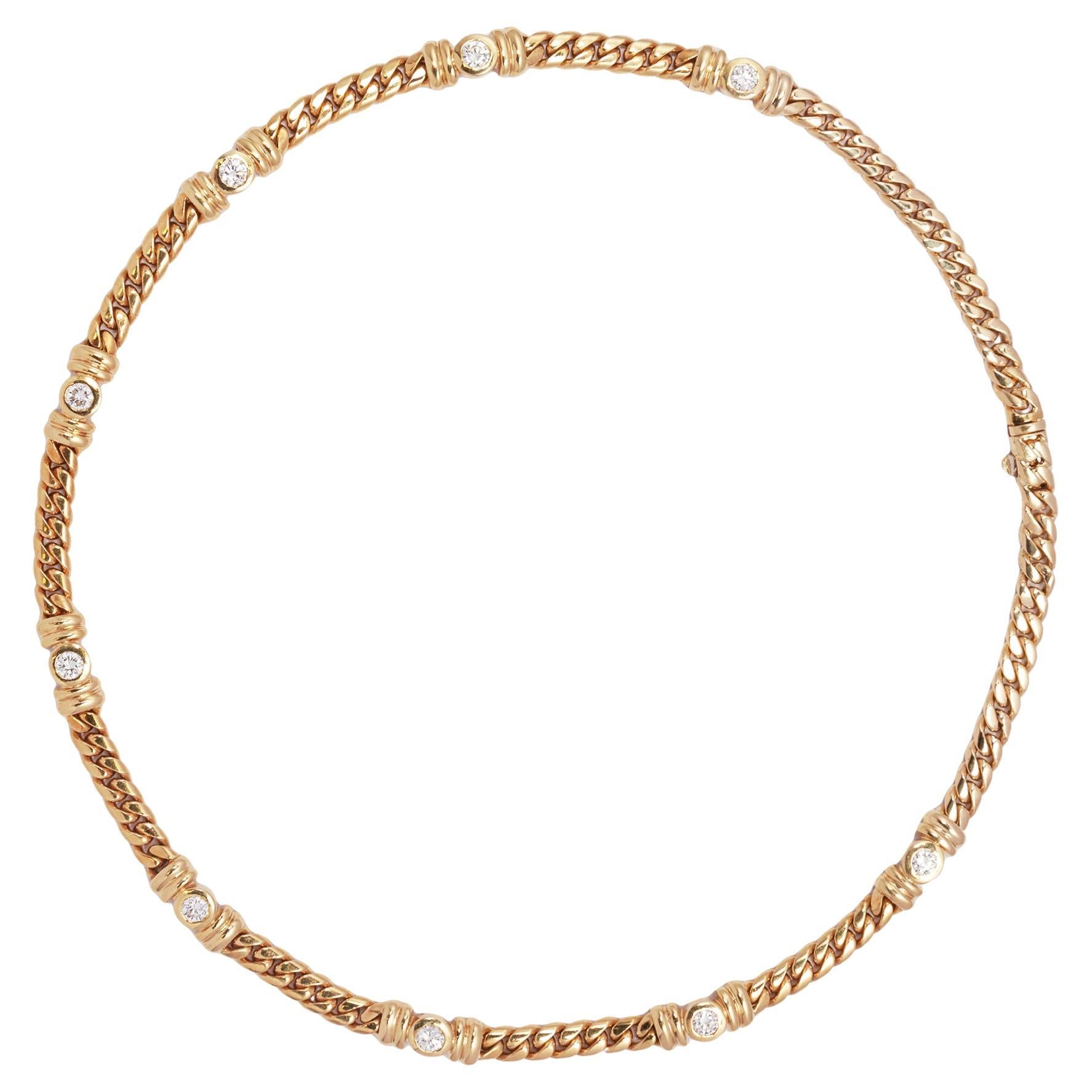 18 Carat Yellow Gold and Diamond Asprey Necklace