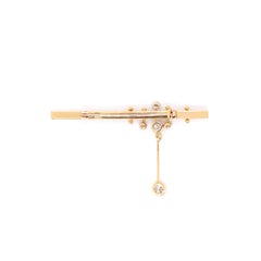 18 Carat Yellow Gold and Diamond Drop Bar Brooch