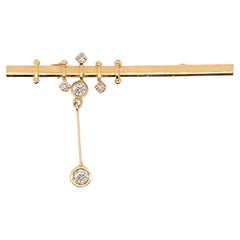 18 Carat Yellow Gold and Diamond Drop Bar Brooch