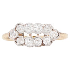 18 Carat Yellow Gold and Old Mine Cut Diamond Cluster Ring, Circa 1950s