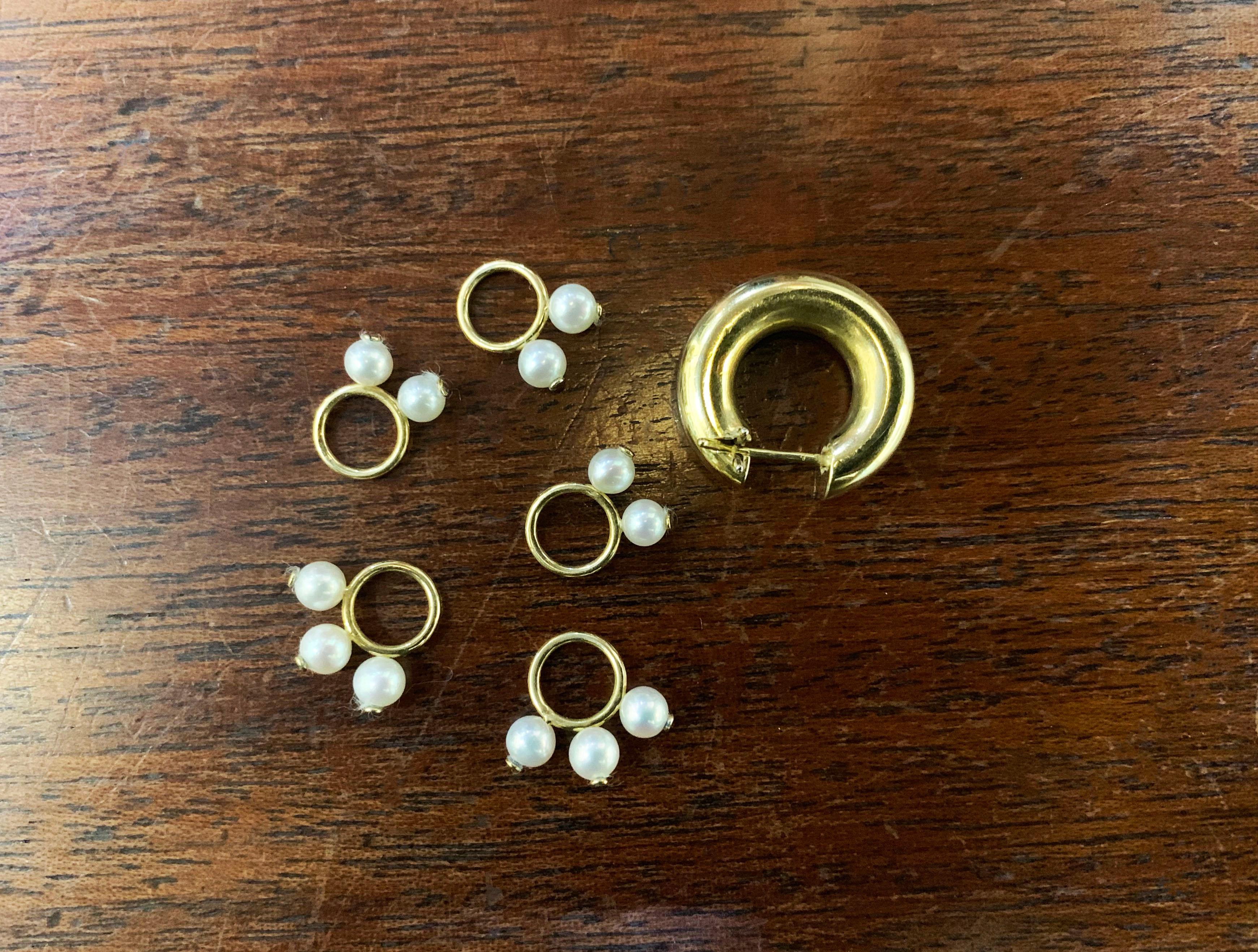 18 Carat Yellow Gold and Removable Pearl Hoop Earrings 1