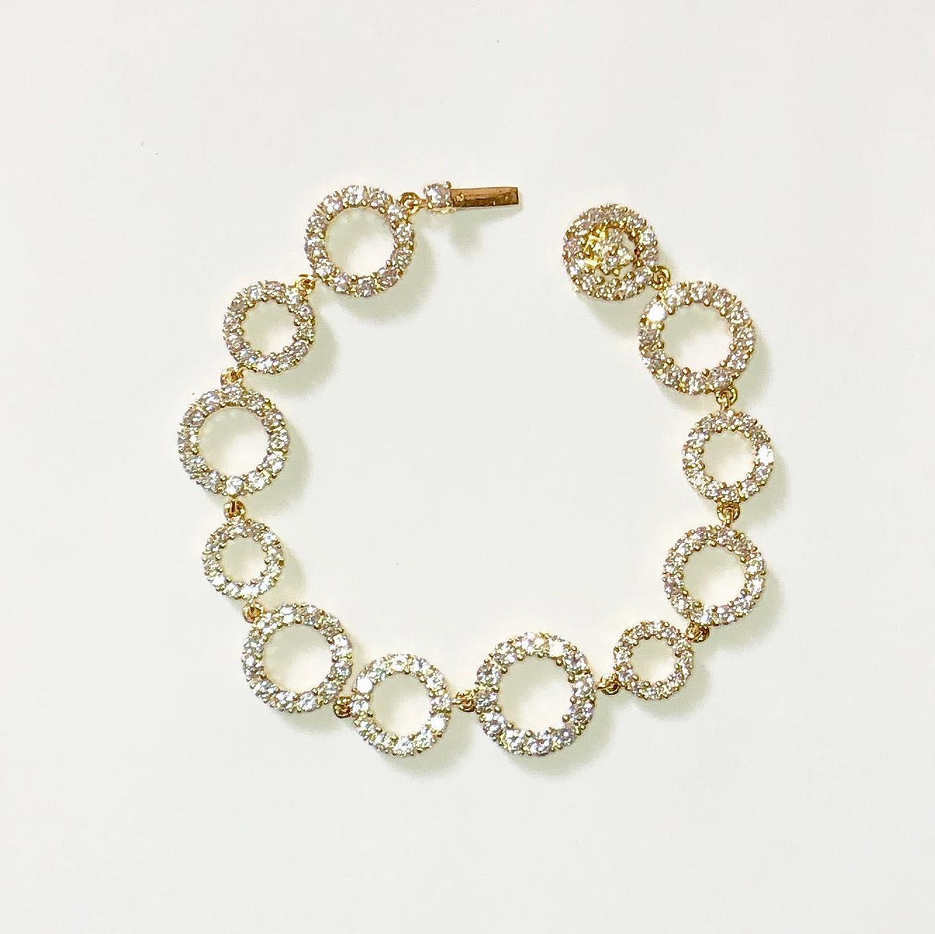 18 Carat Yellow Gold and Round Cut Diamonds Bracelet In New Condition In Valenza, IT