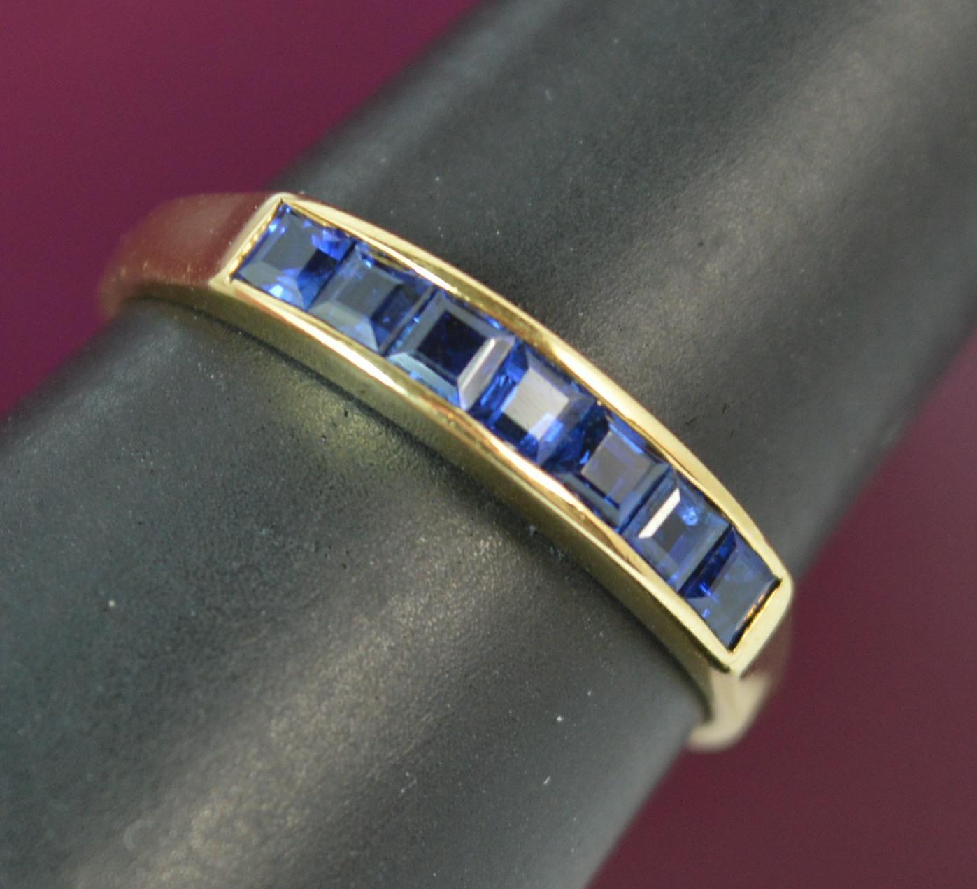 18 Carat Yellow Gold and Sapphire Half Eternity Stack Ring 7