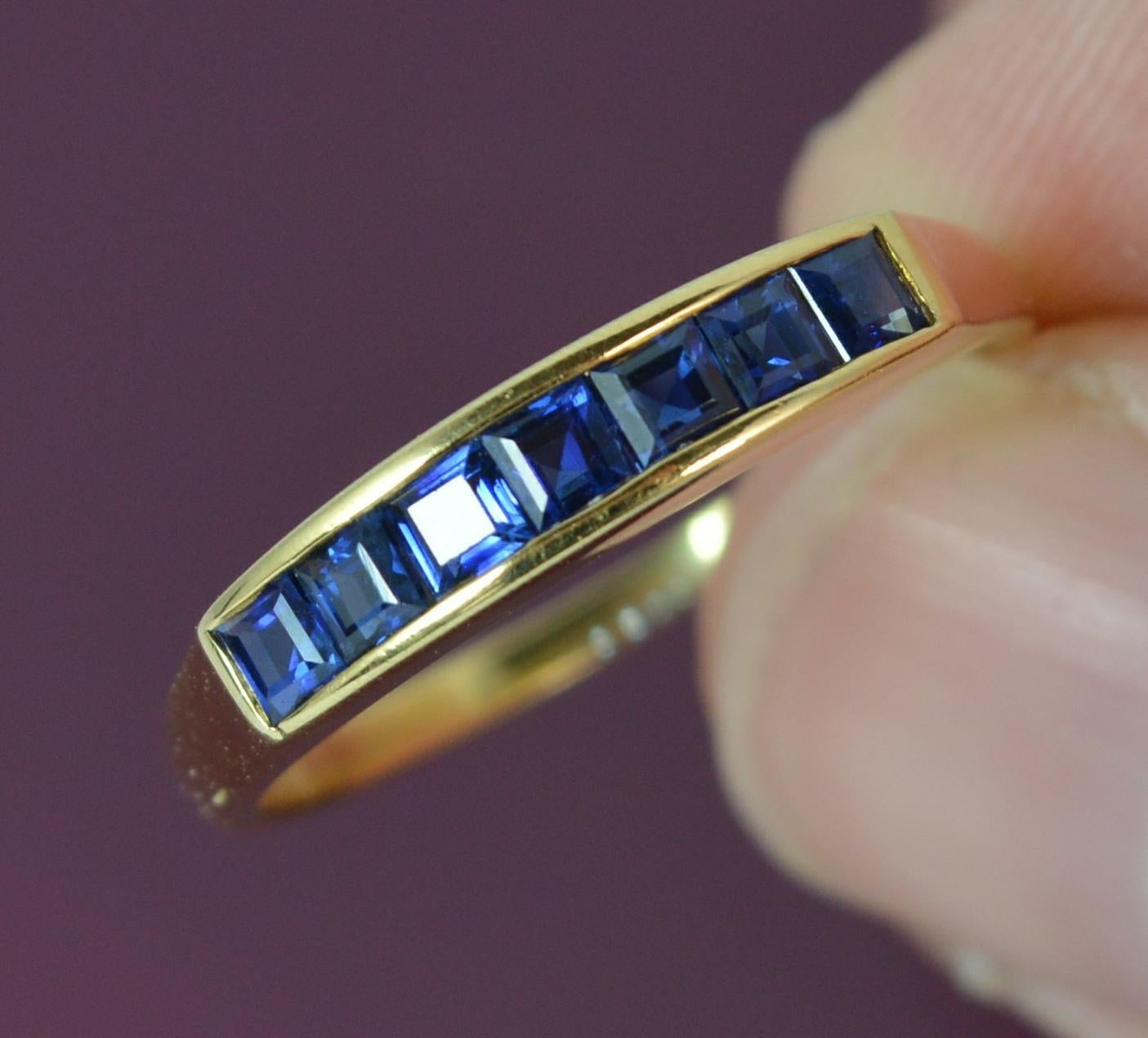 18 Carat Yellow Gold and Sapphire Half Eternity Stack Ring 3