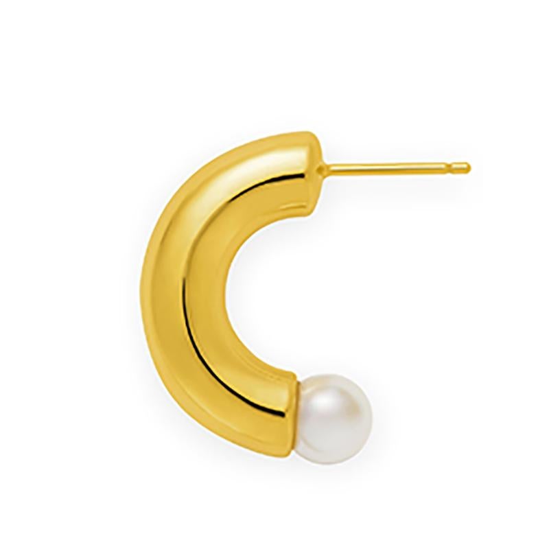 18 Carat yellow Gold Anneal Pearl Earrings In New Condition For Sale In Beijing, CN