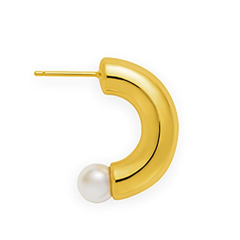 Women's 18 Carat yellow Gold Anneal Pearl Earrings For Sale