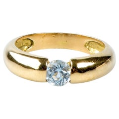 18 carat yellow gold blue zirconium oxide ring