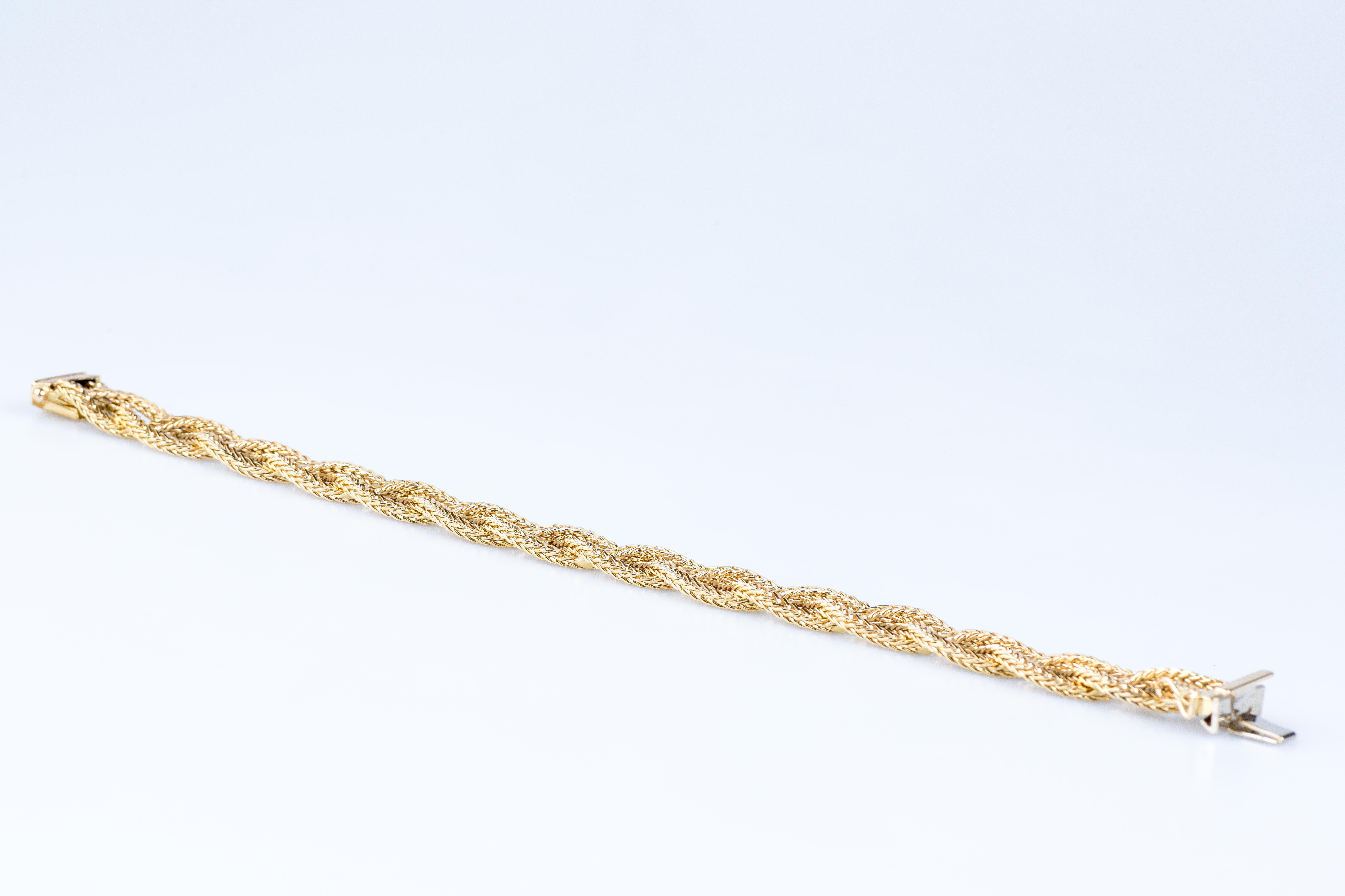 18 carat yellow gold braid bracelet 7