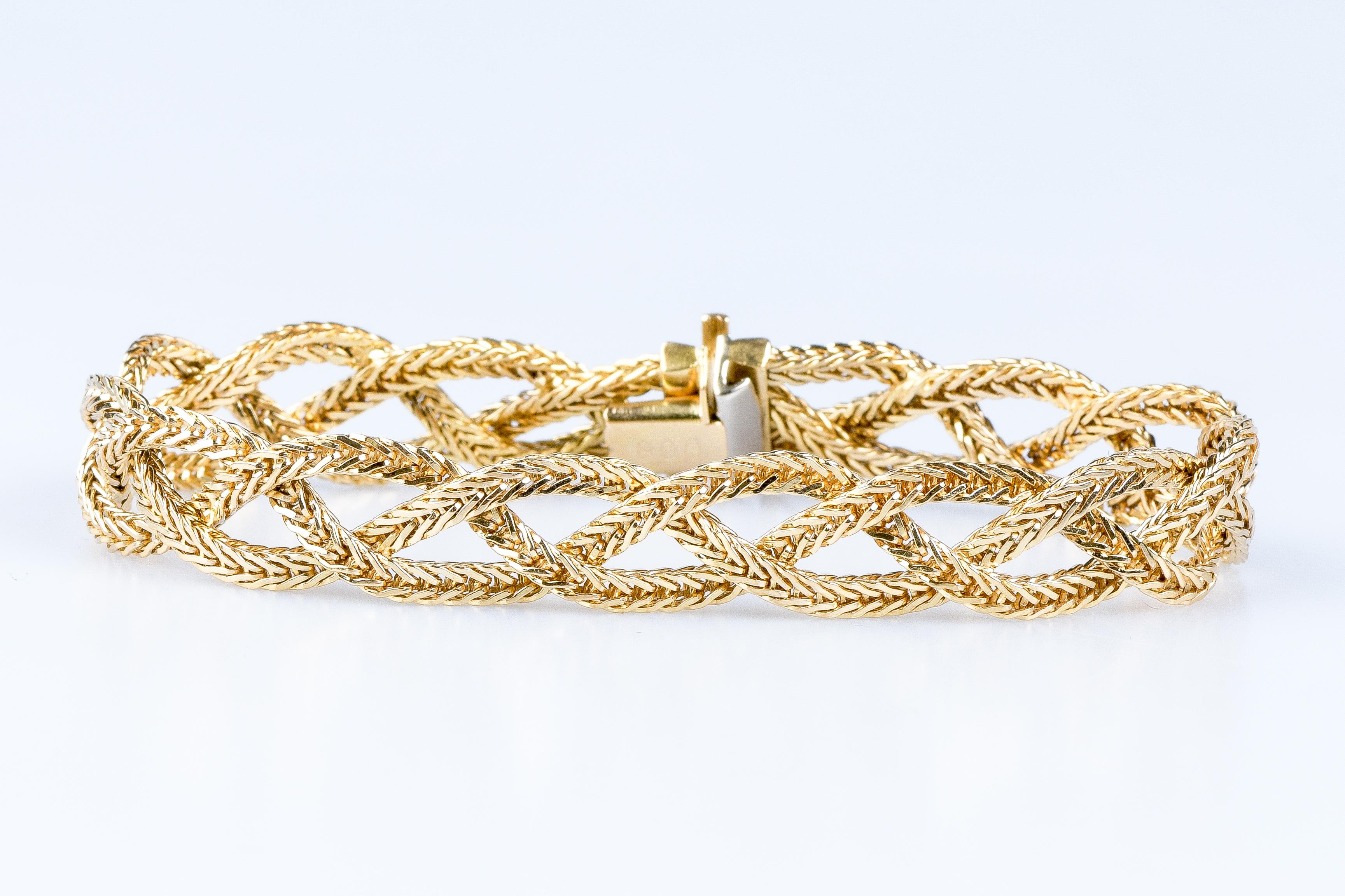 18 carat yellow gold braid bracelet 12