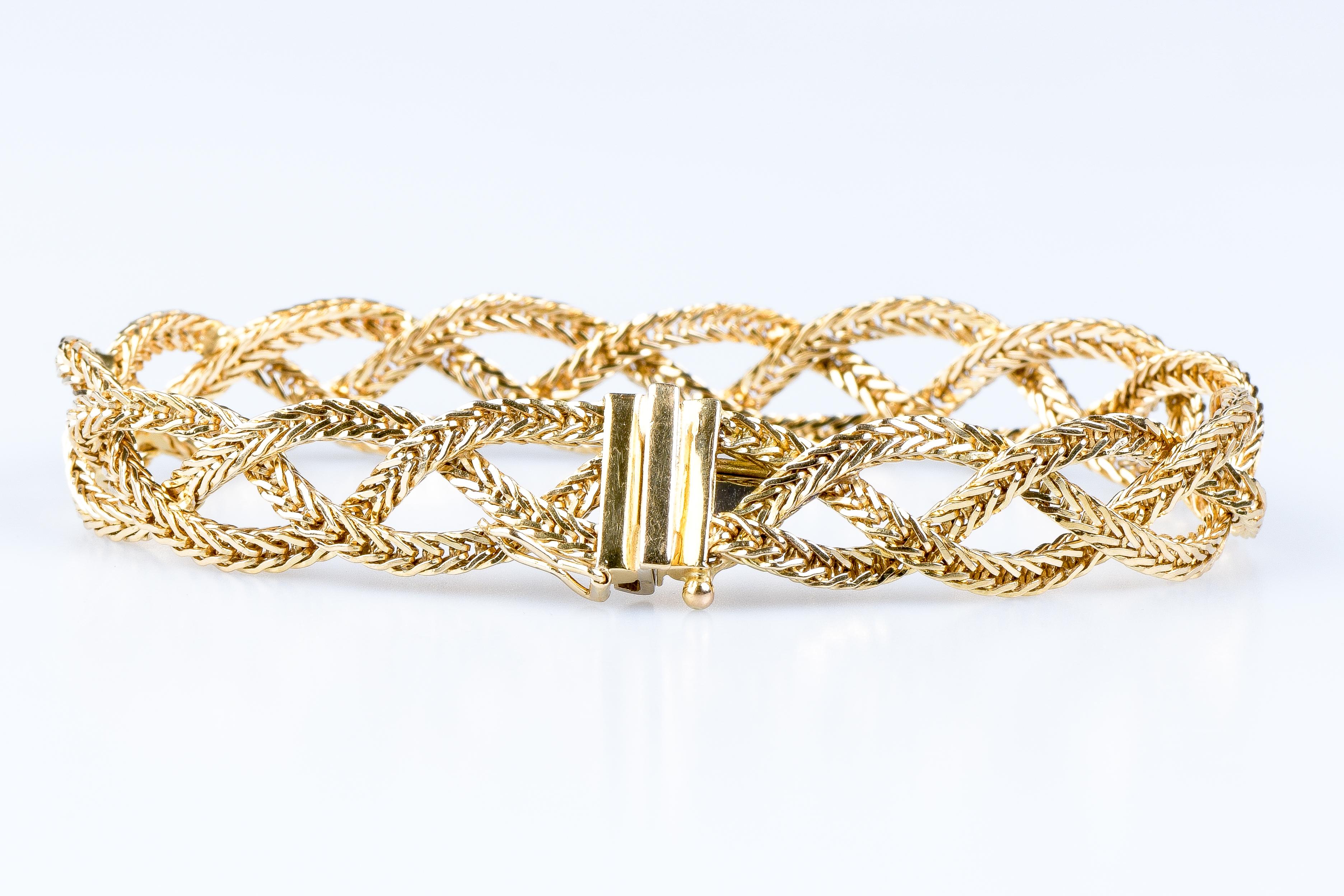 18 carat yellow gold braid bracelet In Excellent Condition In Monte-Carlo, MC
