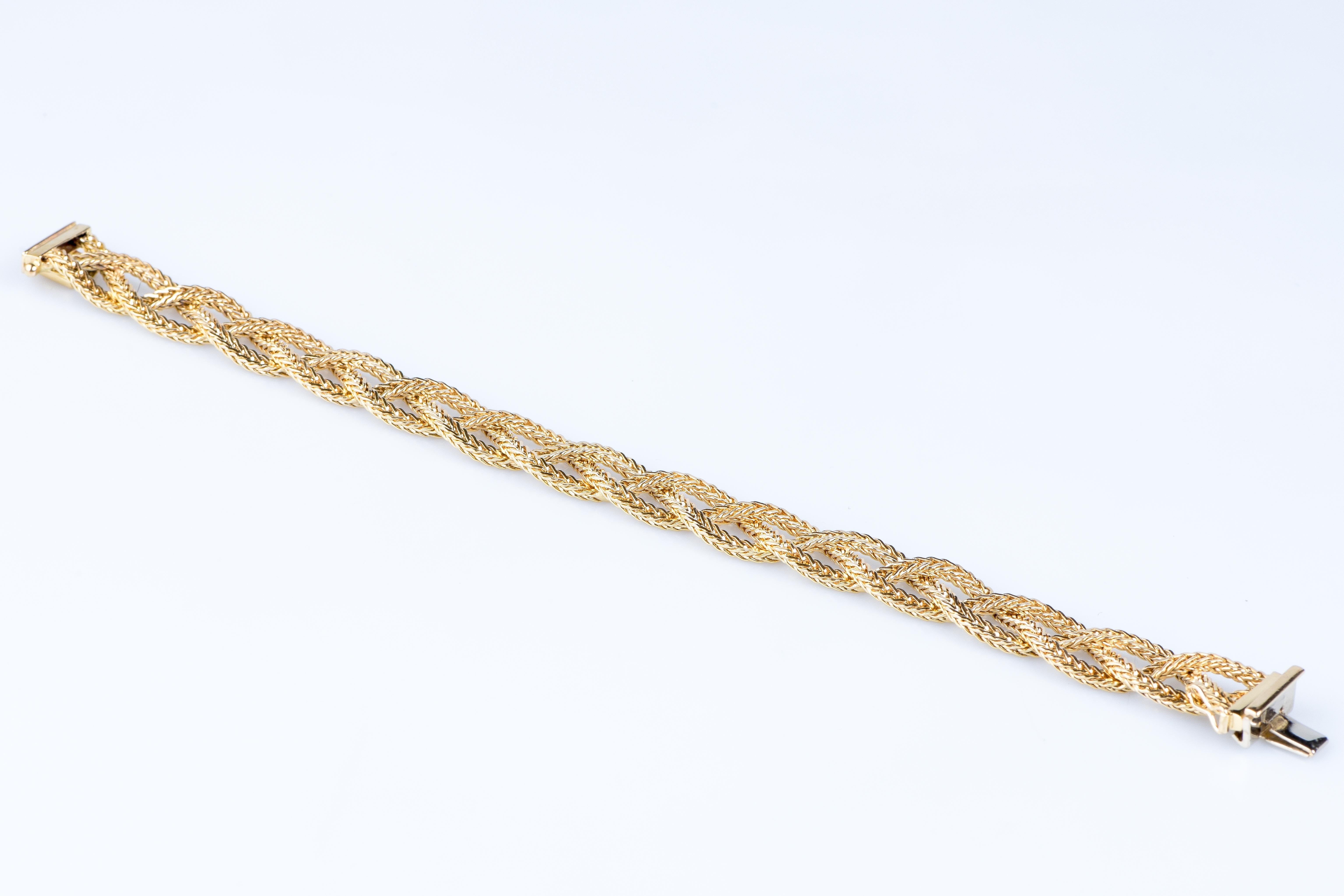 18 carat yellow gold braid bracelet 1