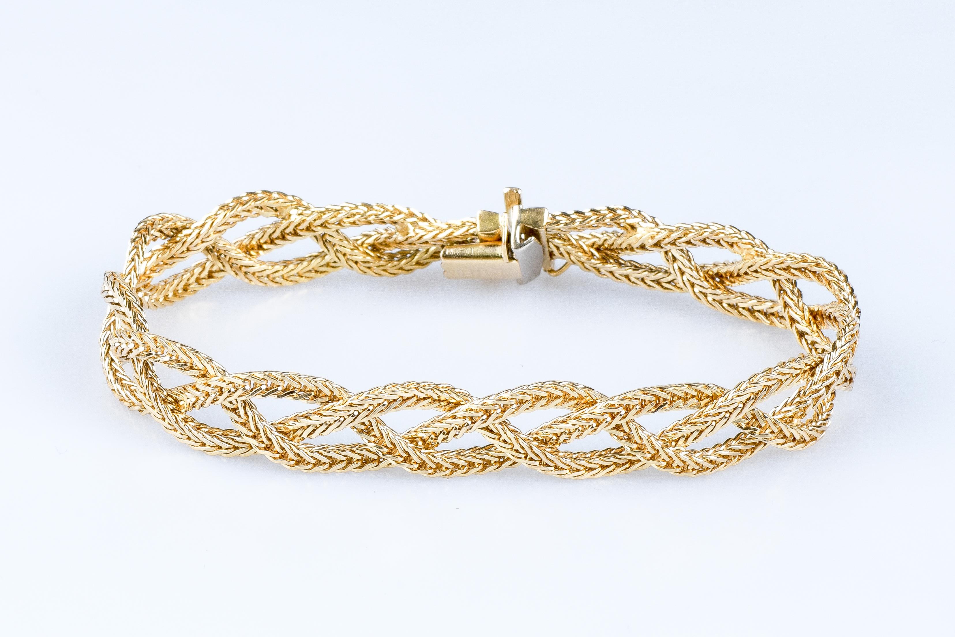 18 carat yellow gold braid bracelet 2