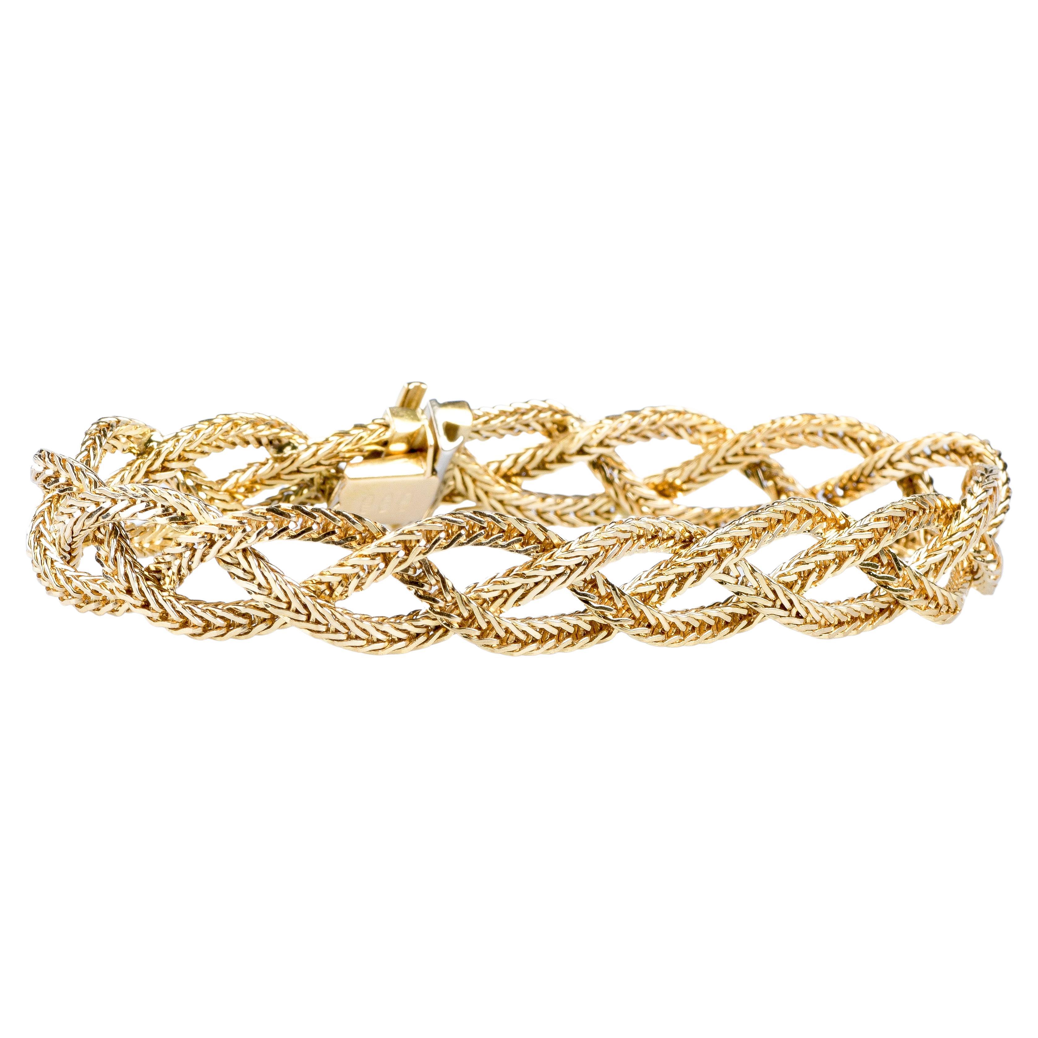 18 carat yellow gold braid bracelet
