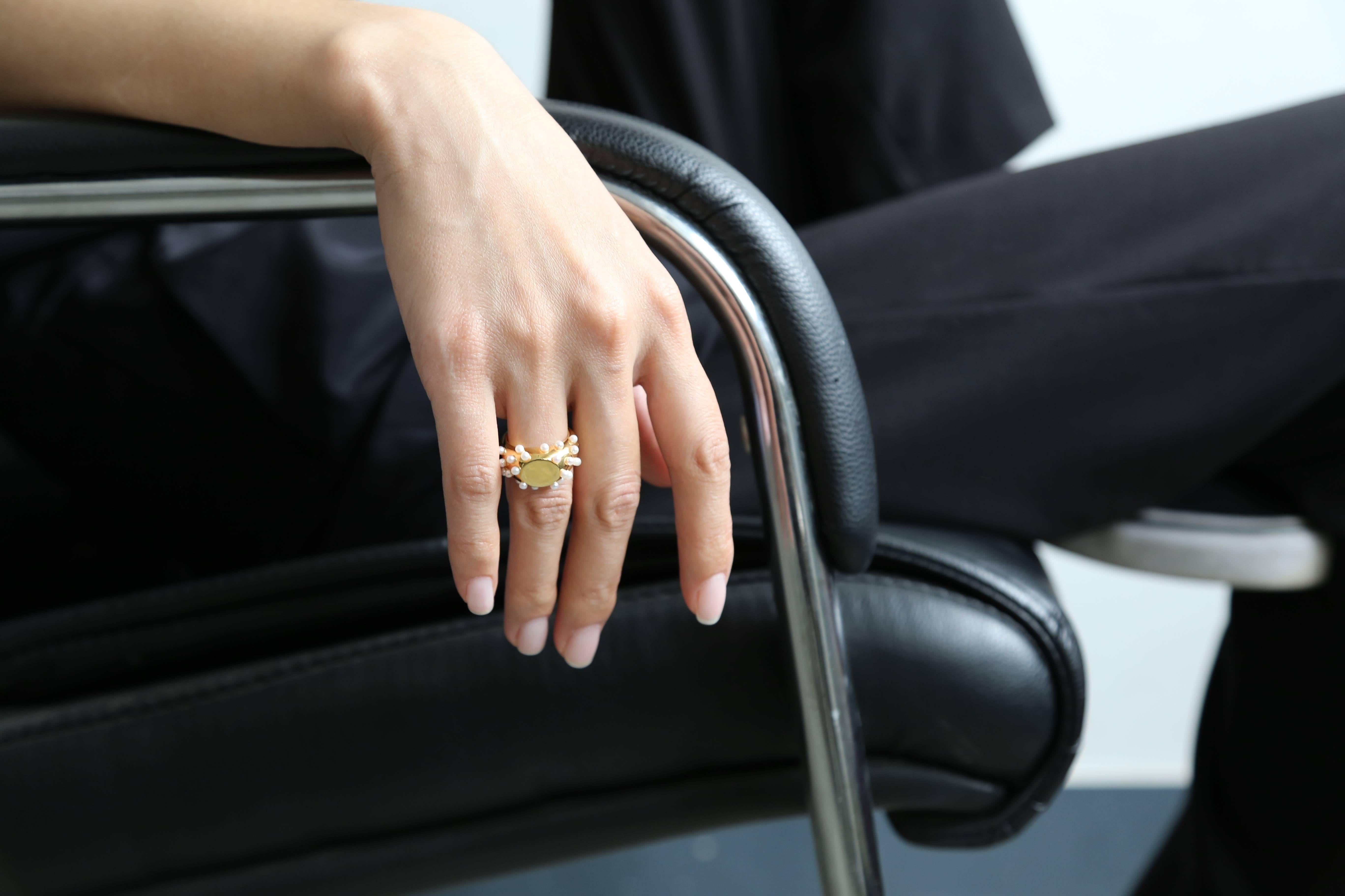 18 Carat yellow Gold Bubble Pearl Cocktail Ring In New Condition For Sale In Beijing, CN