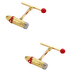 Used Deakin & Francis 18 Karat Yellow Gold Cigar and Matchstick Cufflinks