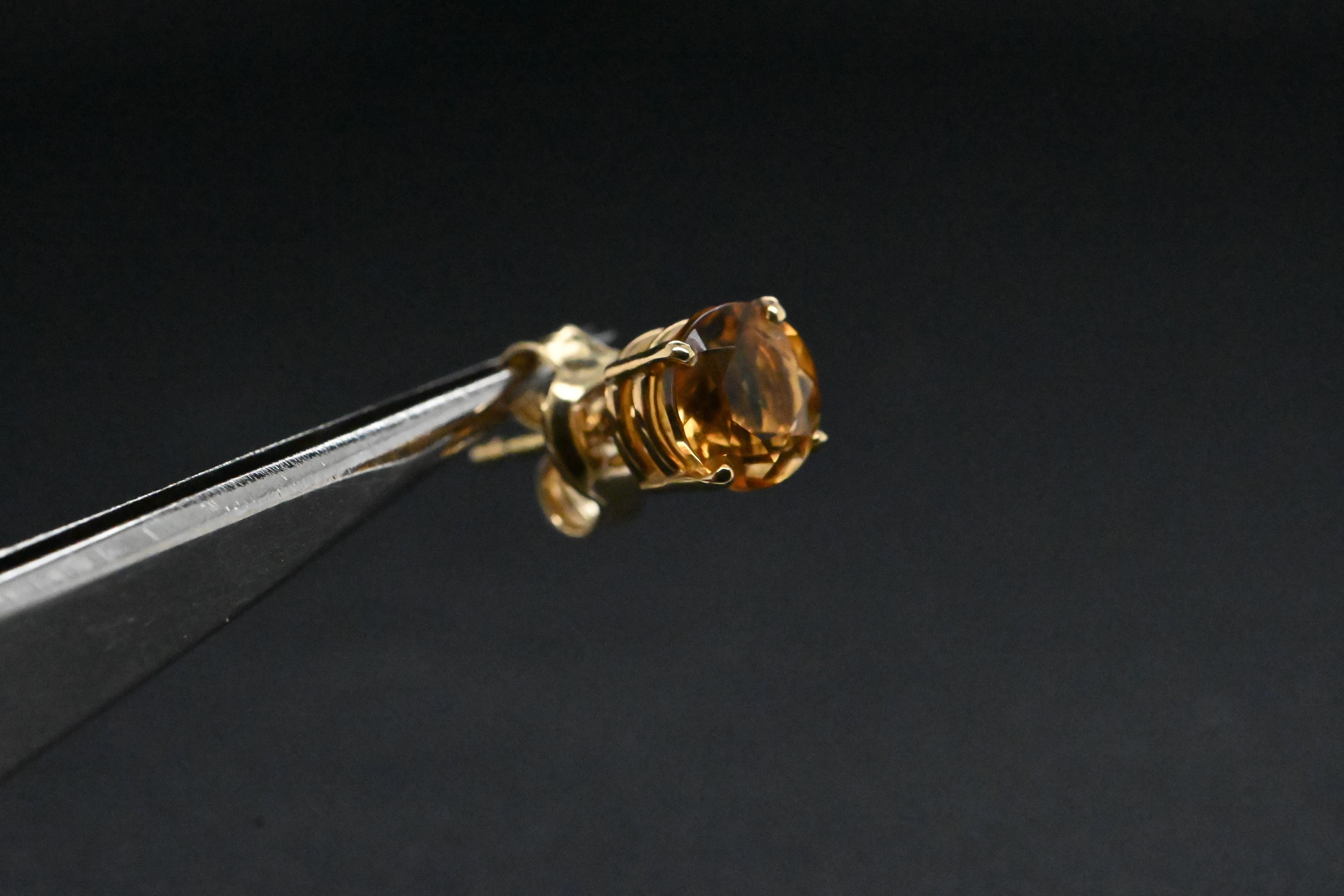 Artisan 18 Carat Yellow Gold Citrine Earrings For Sale