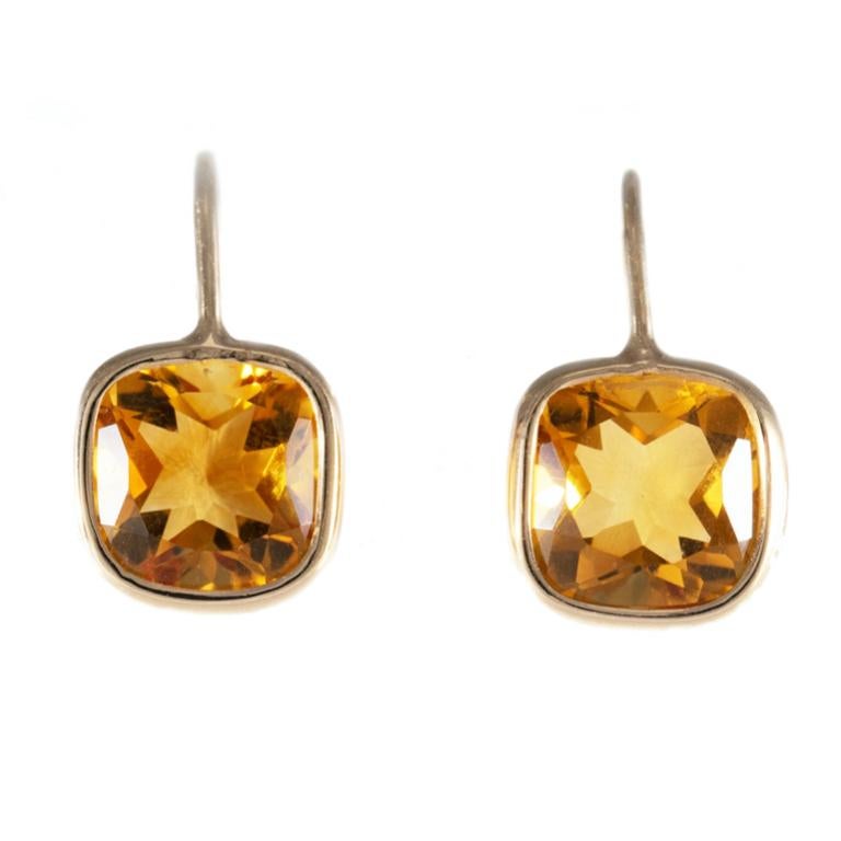 18 Carat Yellow Gold Citrine Earrings In New Condition For Sale In London, GB