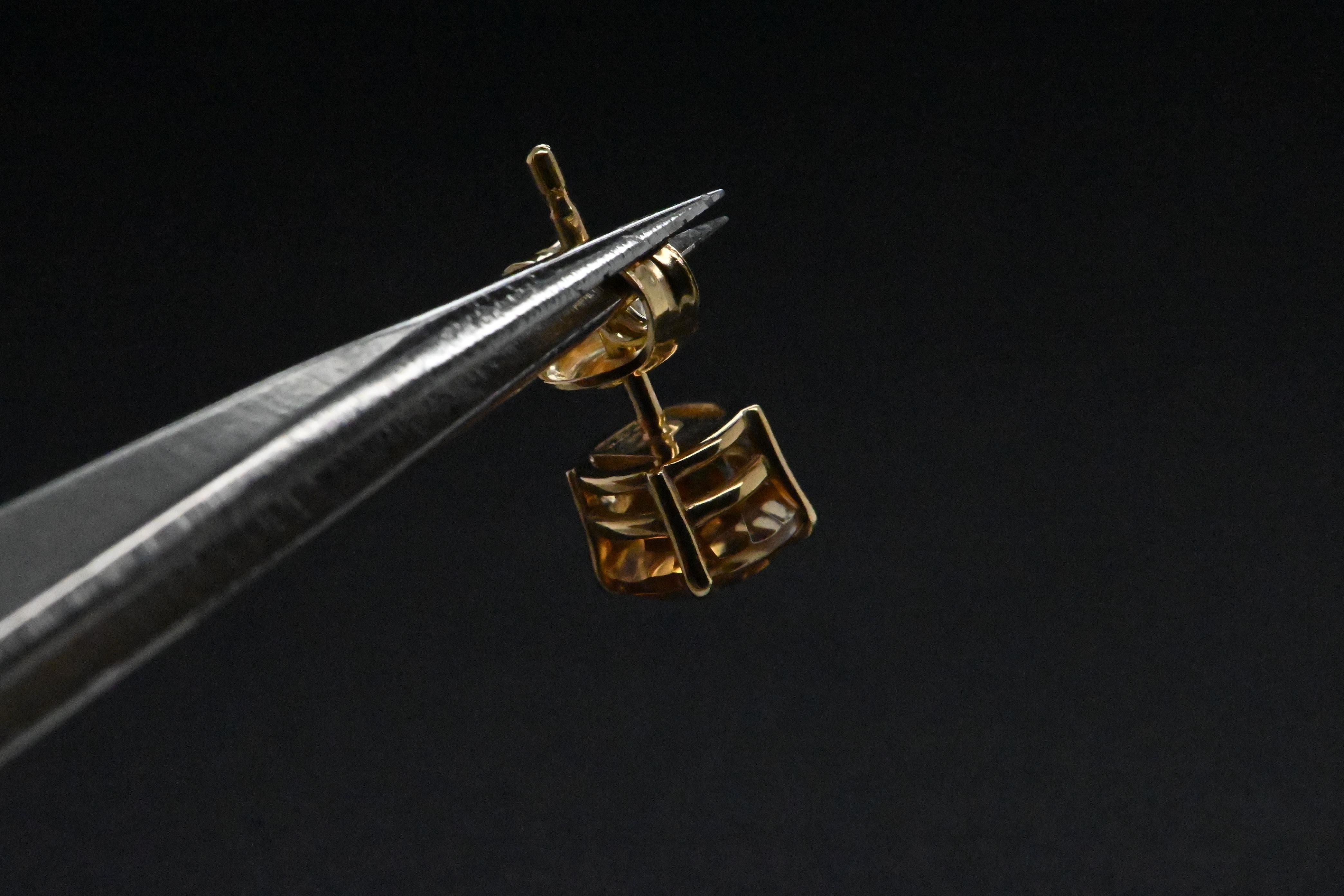 18 Carat Yellow Gold Citrine Earrings In New Condition For Sale In Vannes, FR