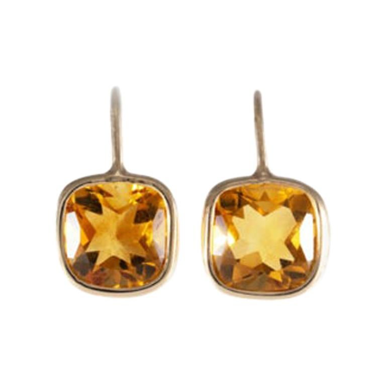 18 Carat Yellow Gold Citrine Earrings