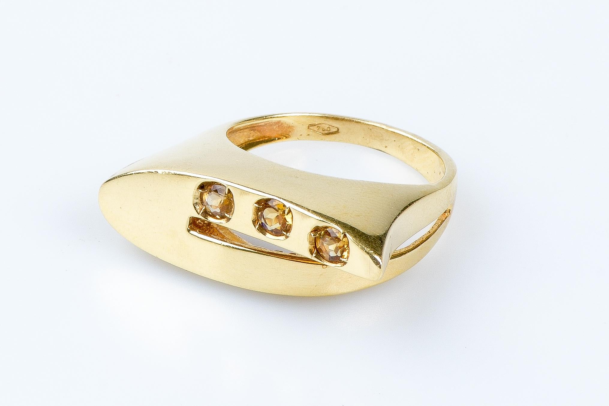 18 carat yellow gold citrines ring For Sale 6
