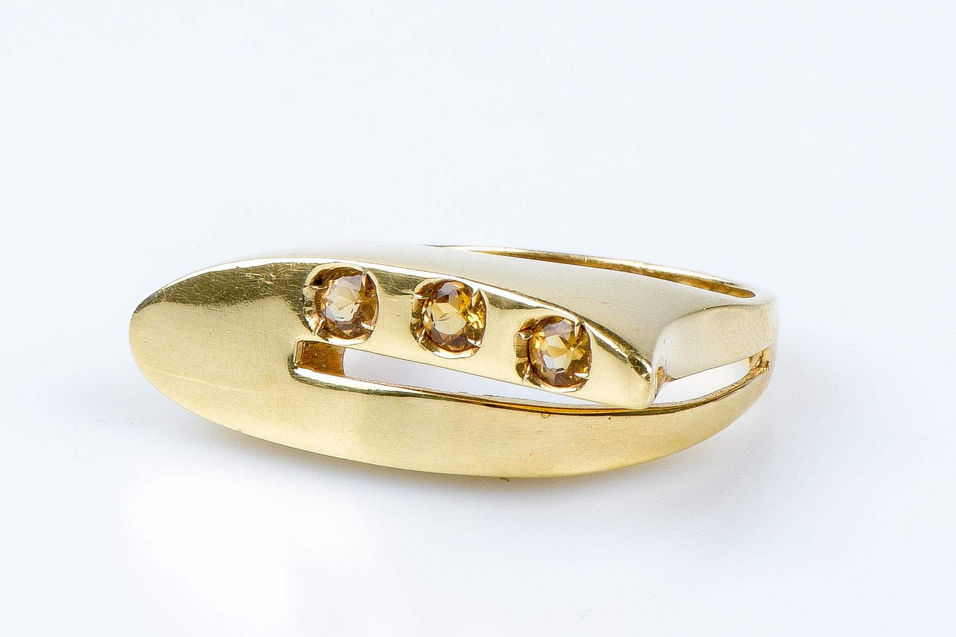 18 carat yellow gold citrines ring For Sale 7