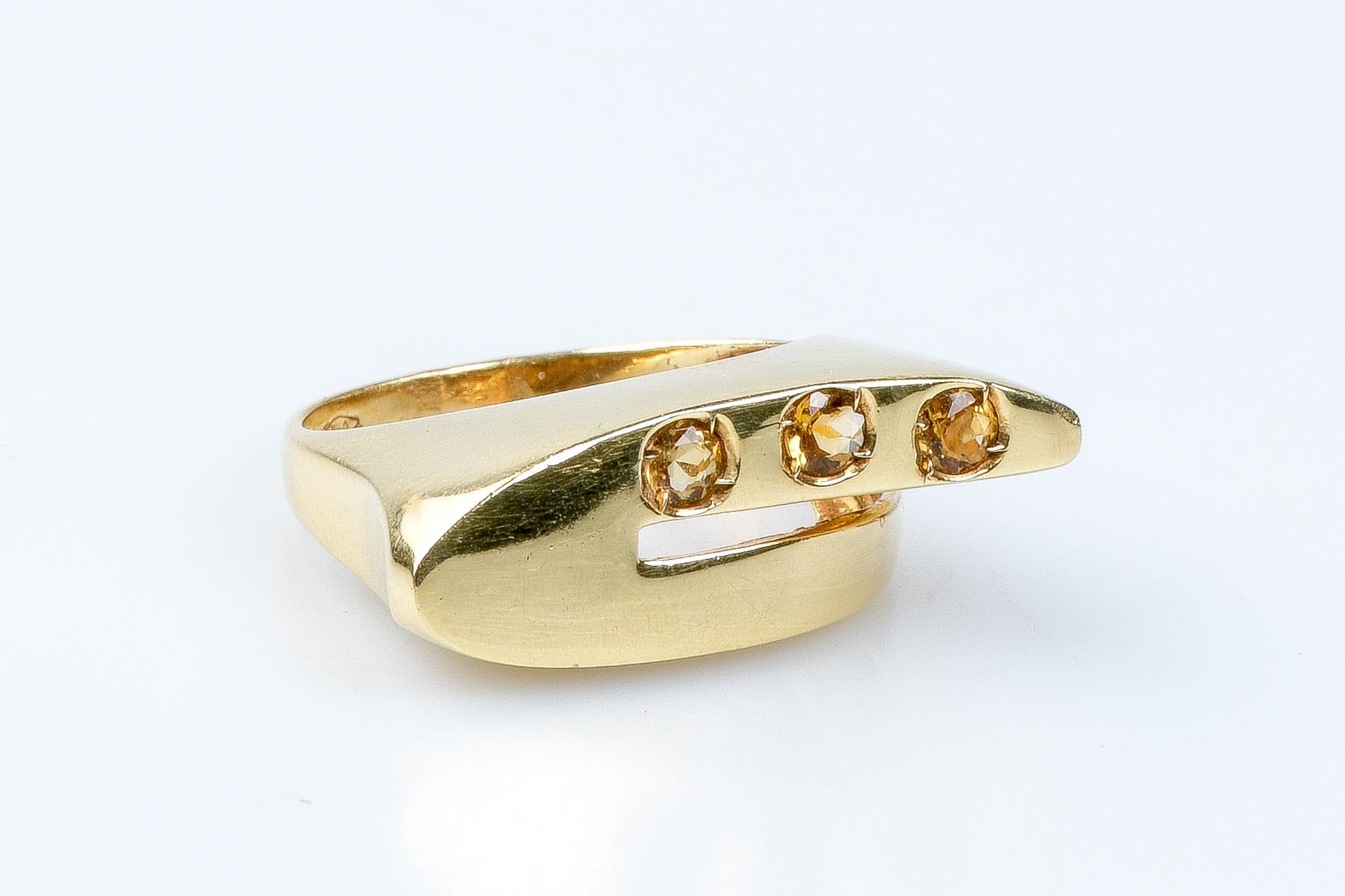 18 carat yellow gold citrines ring In Excellent Condition For Sale In Monte-Carlo, MC