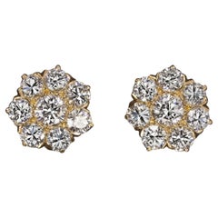 18 Carat Yellow Gold Cluster Diamond Earrings