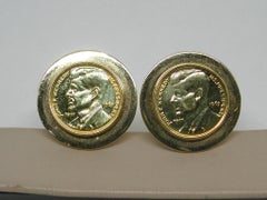 18 Carat Yellow Gold Coin Vintage Men’s JFK Cufflinks