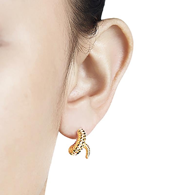 Women's 18 Carat yellow Gold Danger Earring For Sale