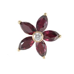 18 Carat Yellow Gold Diamond and Garnet Earrings