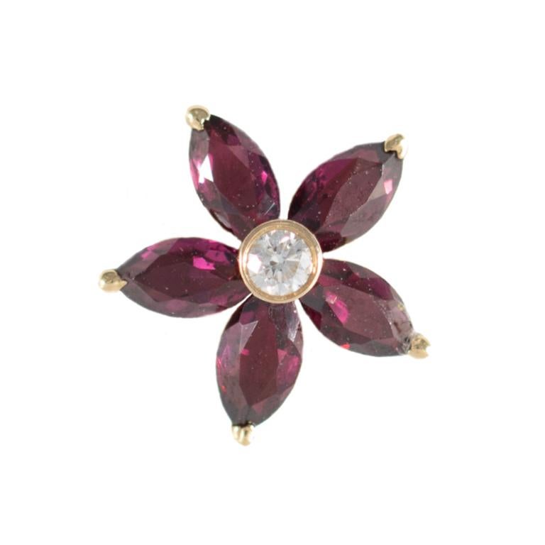 garnet flower earrings