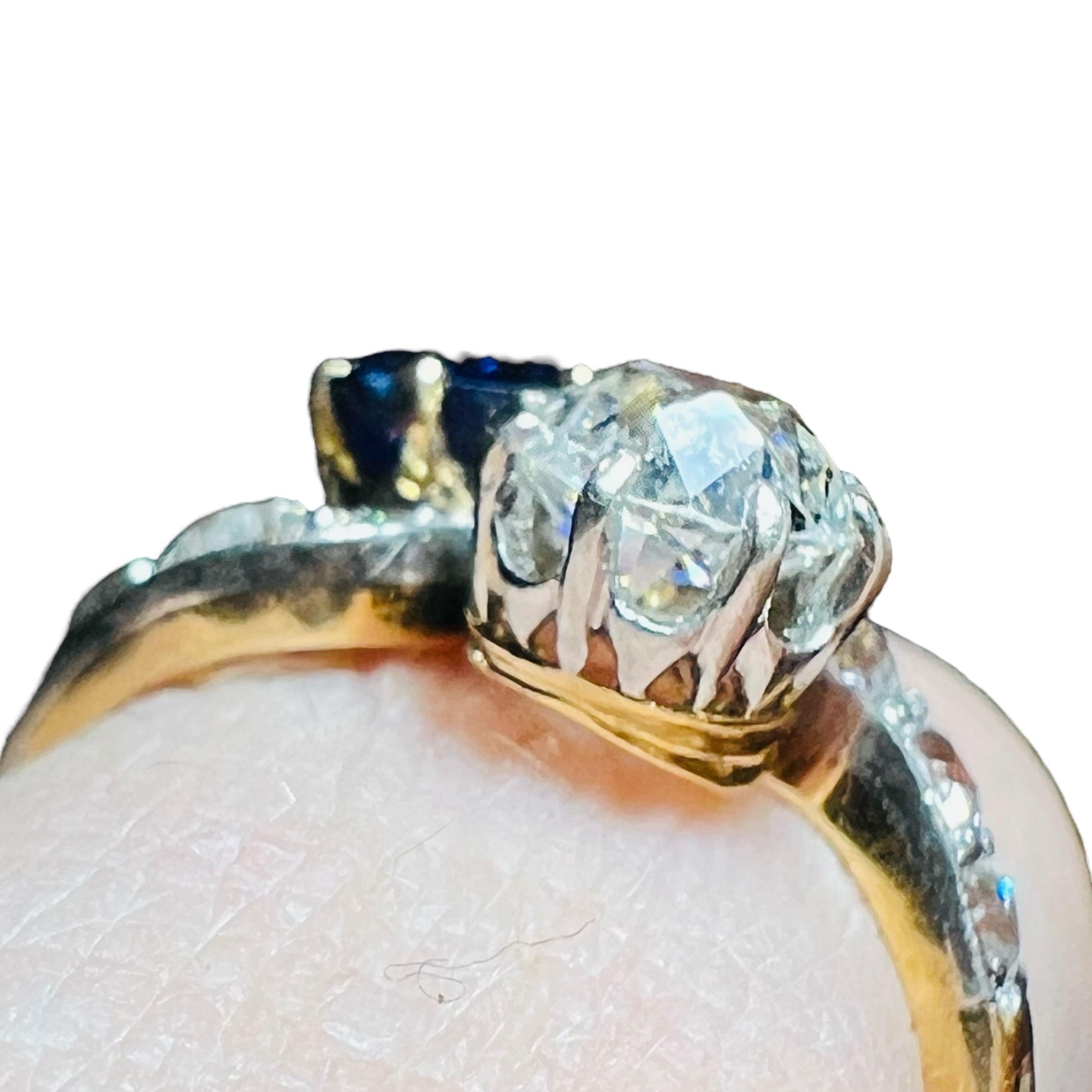 Verlobungsring aus 18 Karat Gelbgold mit Diamanten und Saphiren, Napoleon III.-Periode im Angebot 5