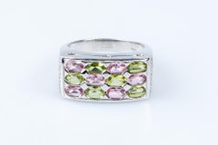 18 carat yellow gold diamond and semi-precious stones ring