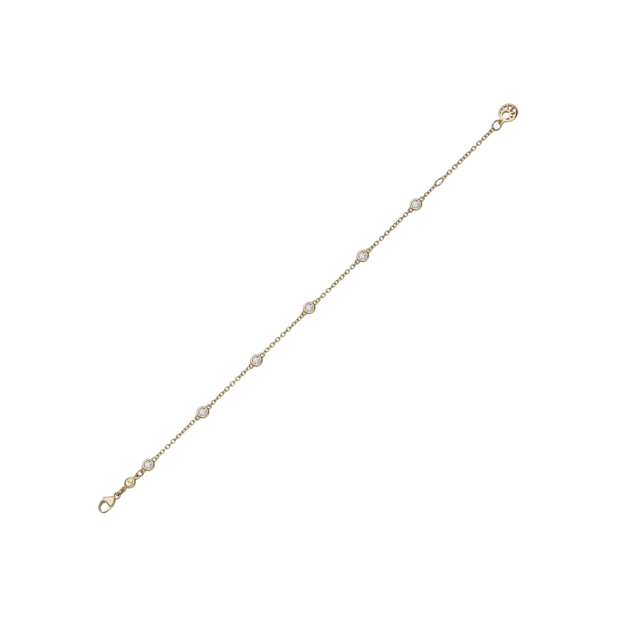 Contemporary 18 Karat Yellow Gold 0.55 Carat Diamond Chain Bracelet For Sale
