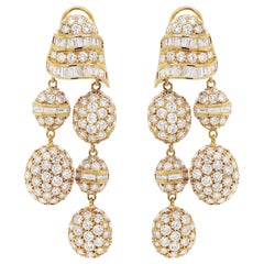 18 Carat Yellow Gold Diamond Chandelier Drop Earrings