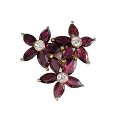 18 Carat Yellow Gold Diamond and Garnet Cluster Earrings