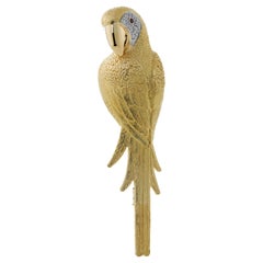 18 Carat Yellow Gold Diamond-Set Parrot Brooch
